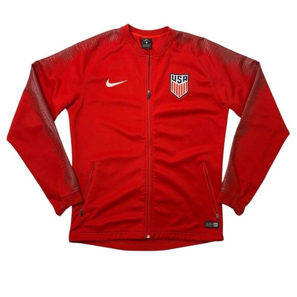 Team USA Soccer Jacket Womens Large Red Dri Fit 2018 National Team Anthem USWNT - Picture 1 of 14